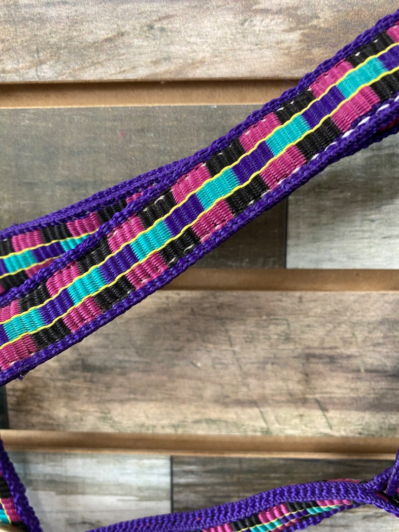 USED Stockmans Halter Nylon Horse Purple/Pink/Black/Teal