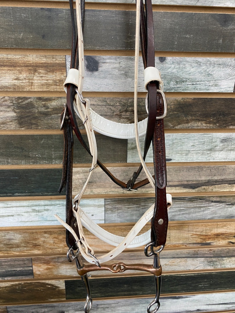 USED Browband Headstall with Noseband Attachment and Tom Thumb Bit Horse Dark Oil