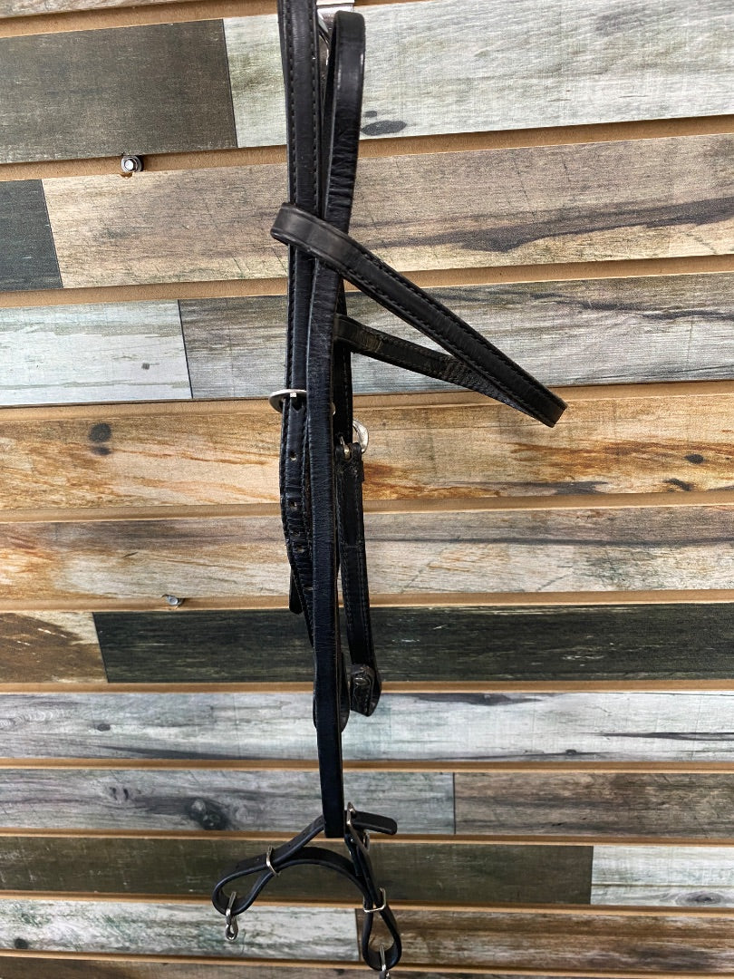USED Black leather headstall pony black