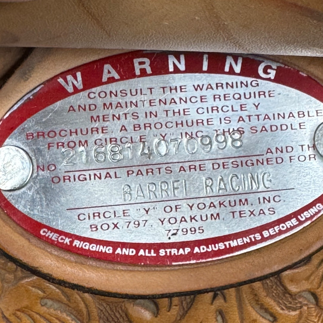 USED Circle Y Signed Martha Josey Barrel Saddle 14.5" Light Oil