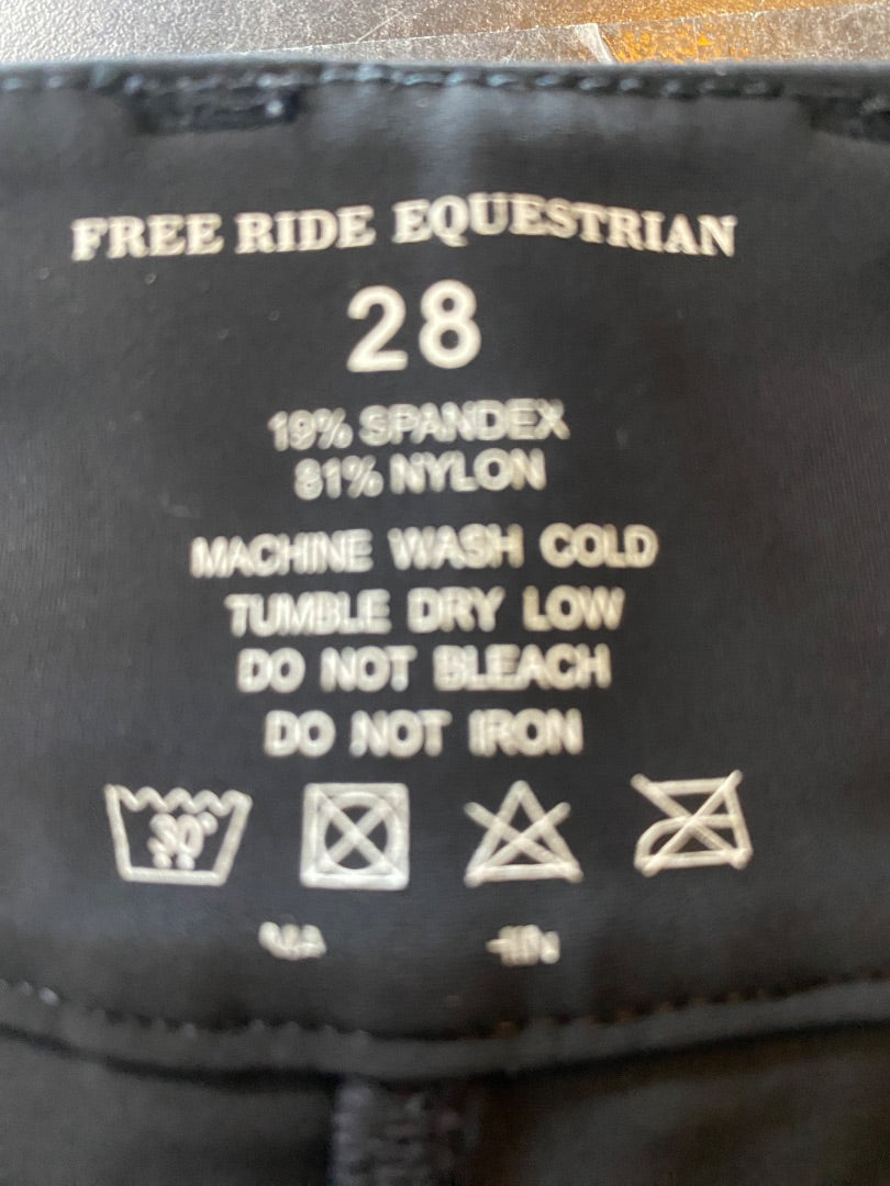 USED Free Ride Equestrian Full Seat Breeches 28 Black