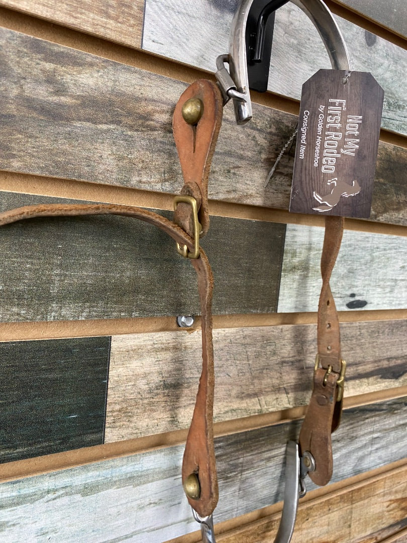 USED Golden Horseshoe Equestrian Western Spurs With Small Rowels And Straps Large Silver/Brown