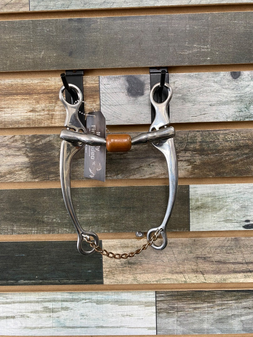 USED Golden Horseshoe Equestrian Loose Cheek Bit with Roller 5” Silver/Copper