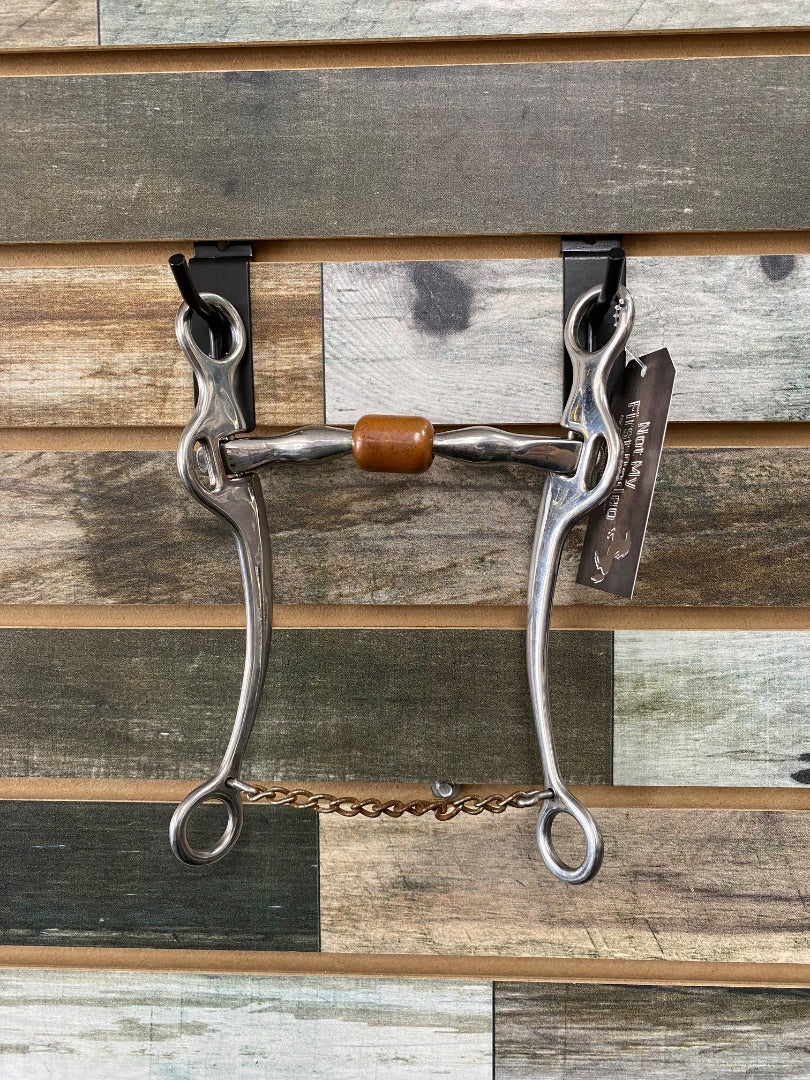 USED Golden Horseshoe Equestrian Loose Cheek Bit with Roller 5” Silver/Copper