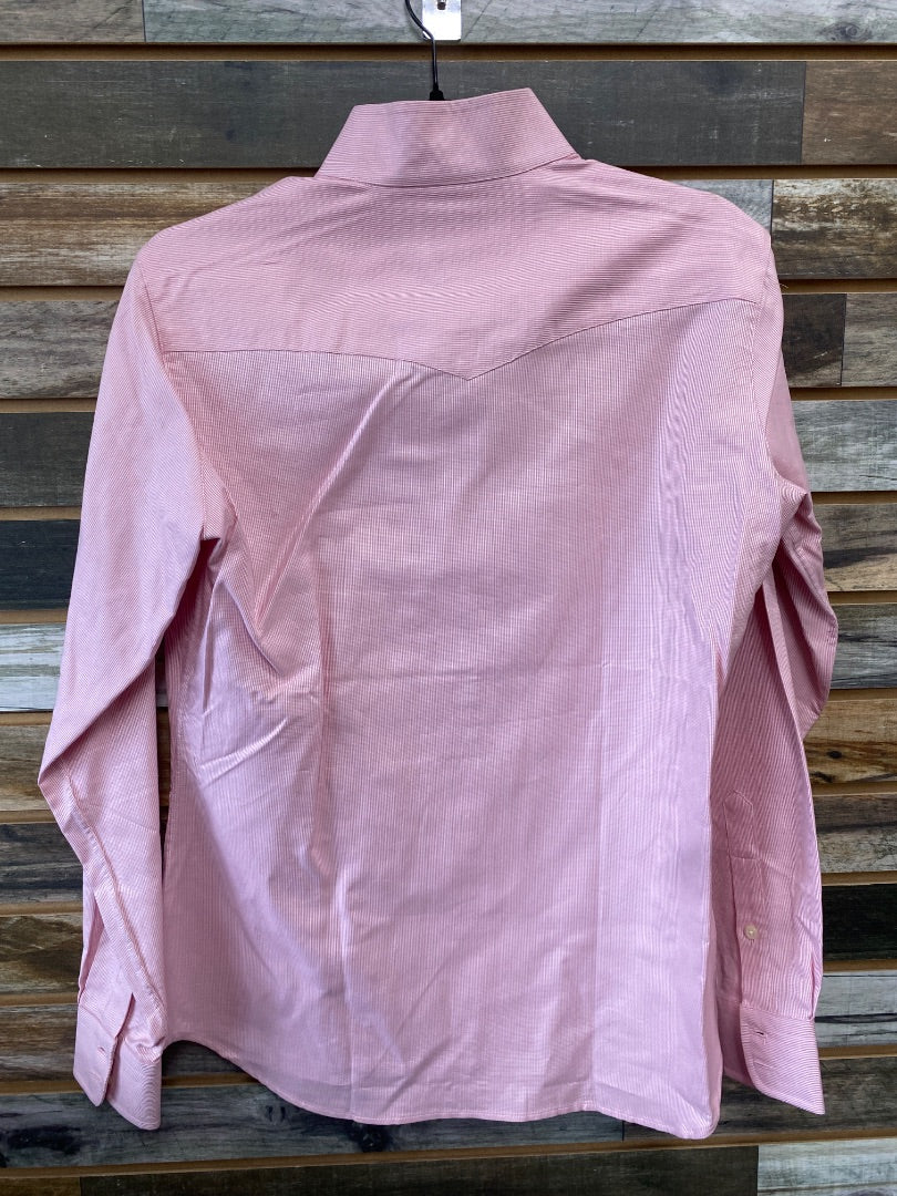 USED Essex Signature Collection Western Button Down Shirt 38 Baby Pink with stripes