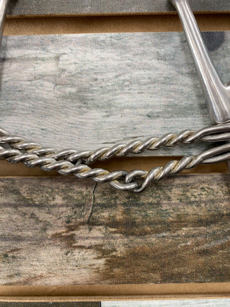 USED Golden Horseshoe Equestrian Bit Full Cheek Double Wire Twisted 5” Silver