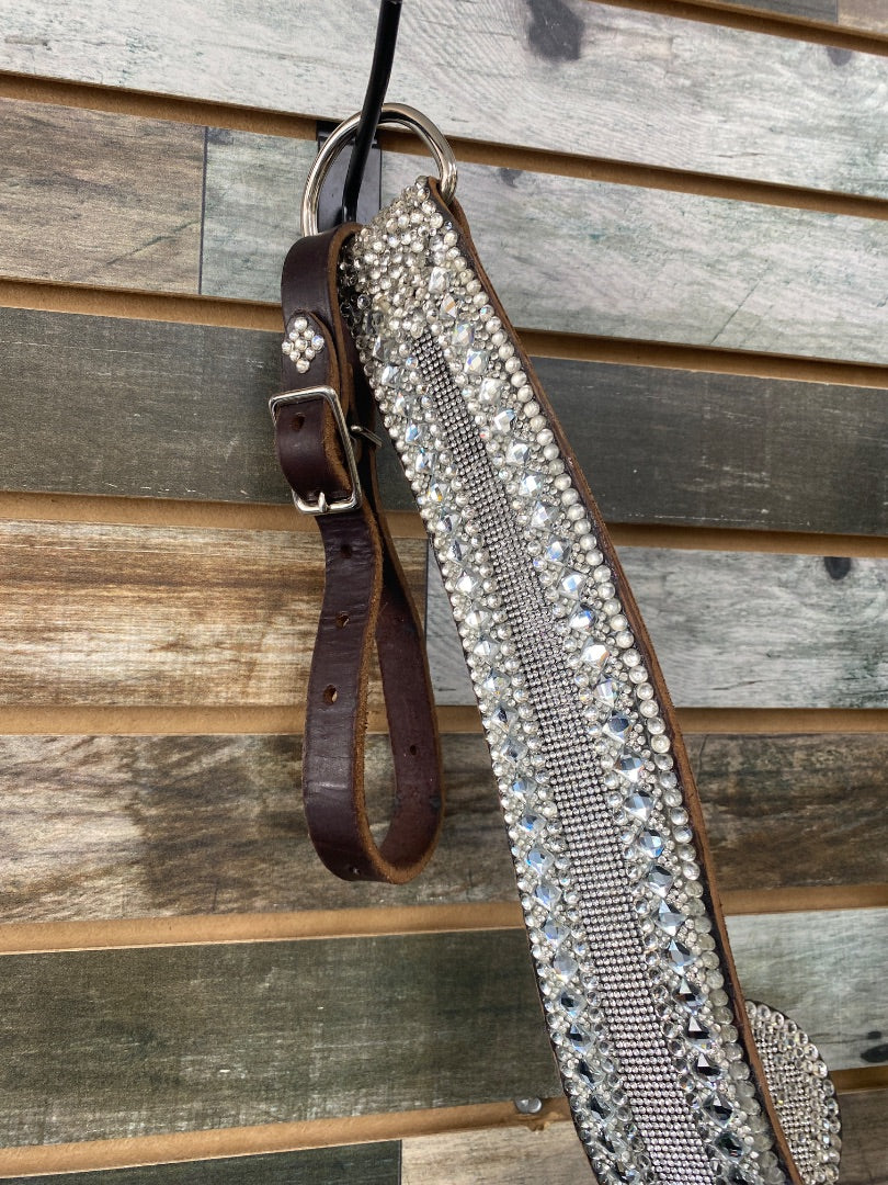 USED Bling/Sparkle Western Breastcollar Horse Silver/Dark Oil