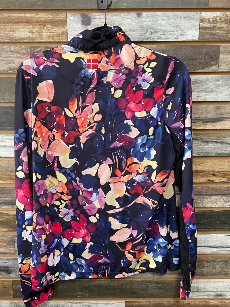 USED Black & Purple Floral Kastel Denmark Sunshirt Womens Large