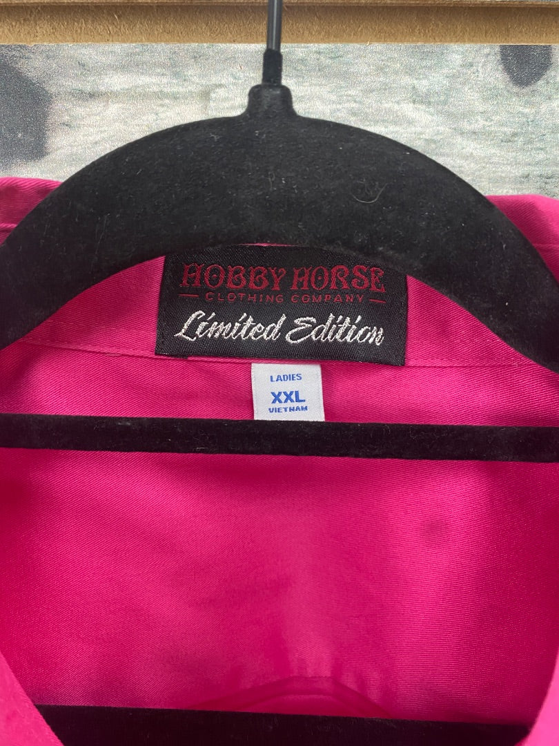 USED Hobby Horse Ladies Western Long Sleeve Show Shirt XXL Pink
