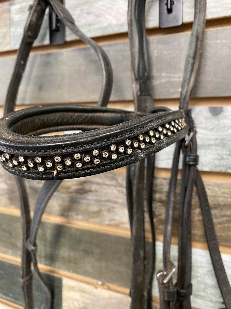 USED Dressage Bridle w/Bling Browband Horse Black