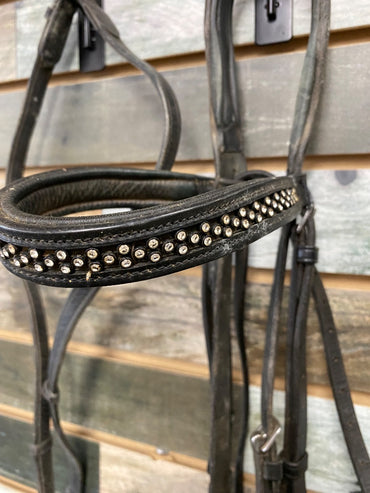 USED  Dressage Bridle w/Bling Browband Horse Black