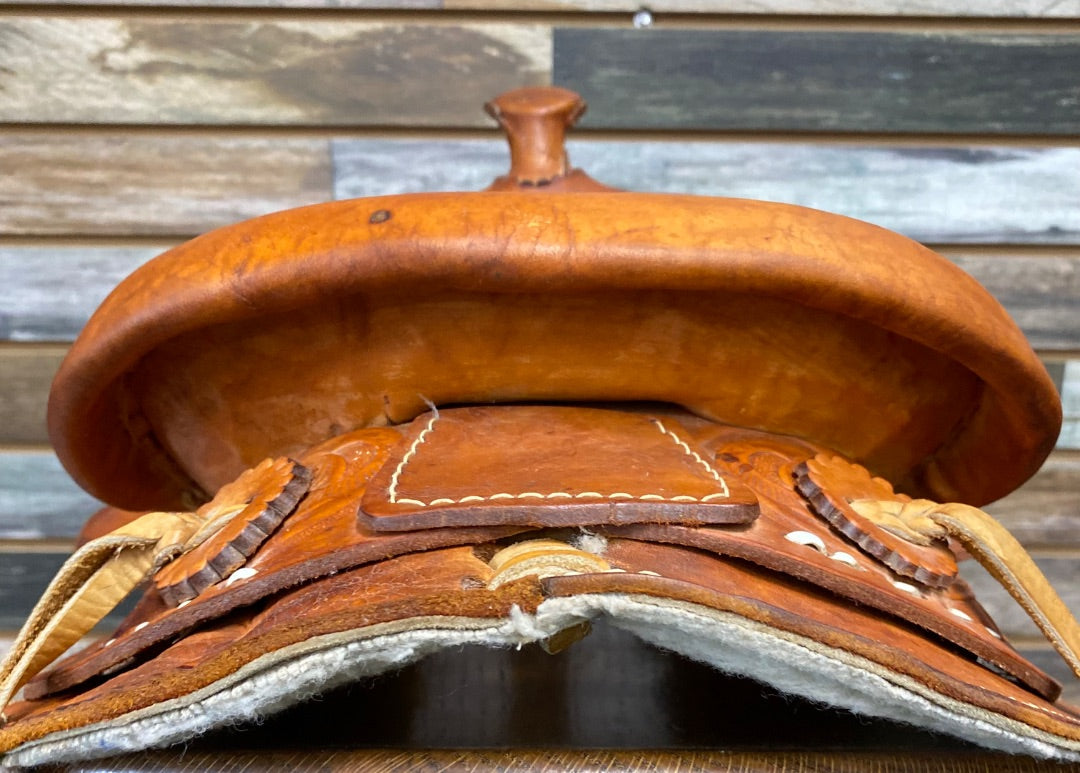 USED Youth Trail Saddle 12" Floral Tooled Light Oil