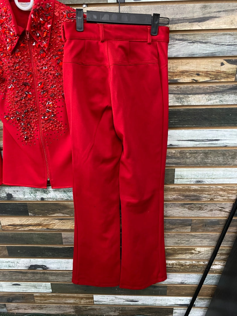 USED Show-Off Designs Youth Western Show Top and Pants Youth X-Small Red