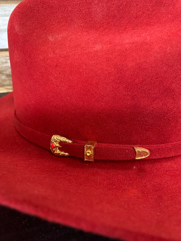 USED Twinstone Ladies Felt Western Hat 5x Red