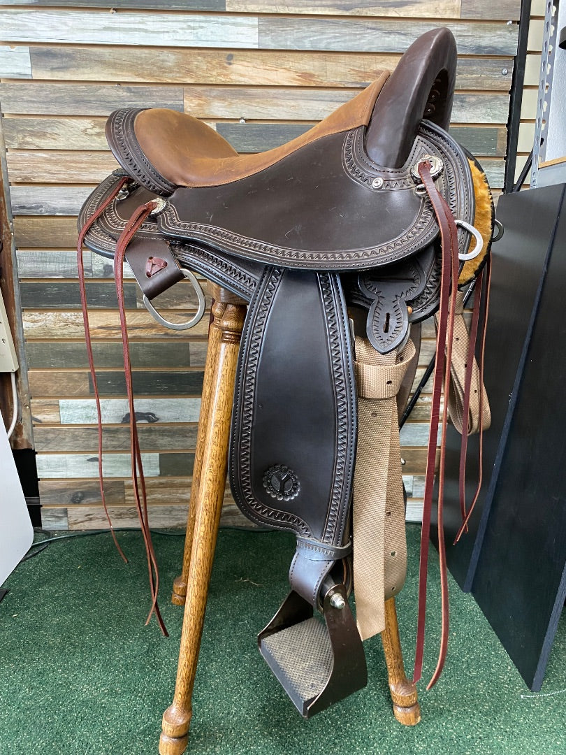 USED Circle Y Grey Forest Trail Saddle 16" Chocolate