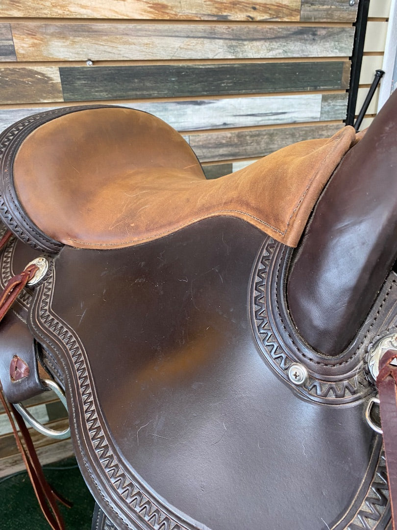 USED Circle Y Grey Forest Trail Saddle 16" Chocolate