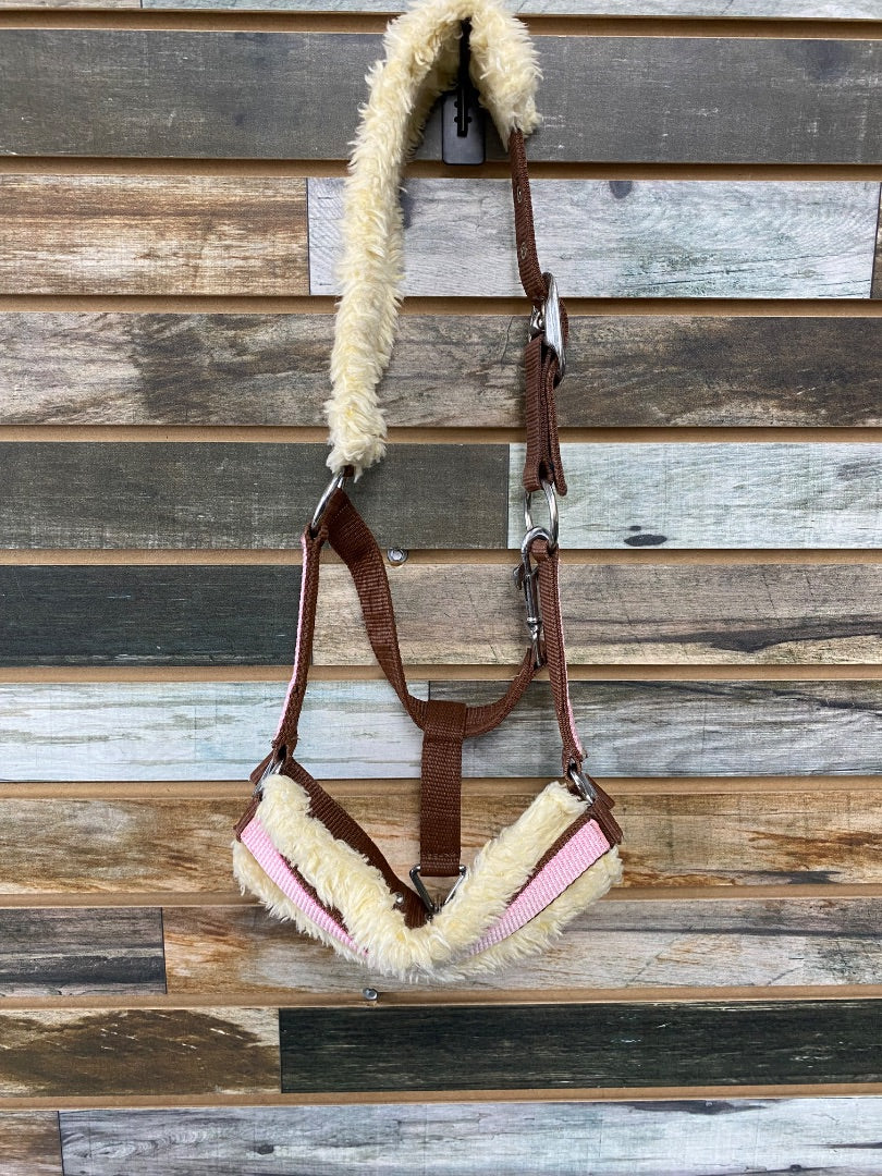 USED Fleece Lined Halter Pony / Small Horse Brown and Pink