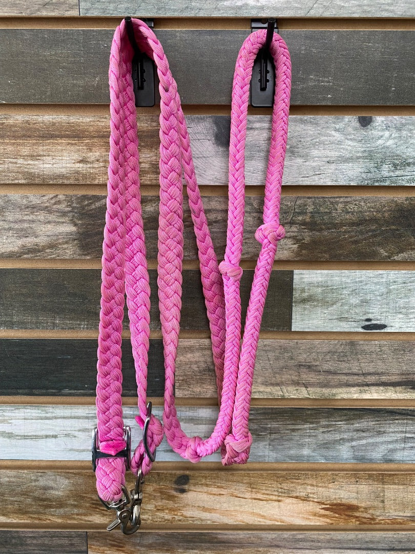 USED Braided Pink Barrel Reins