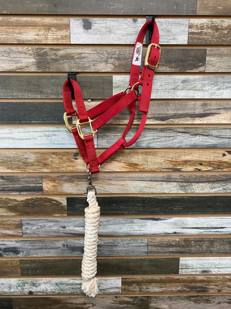 USED Weaver Yearling Halter with Lead Rope Yearling Red