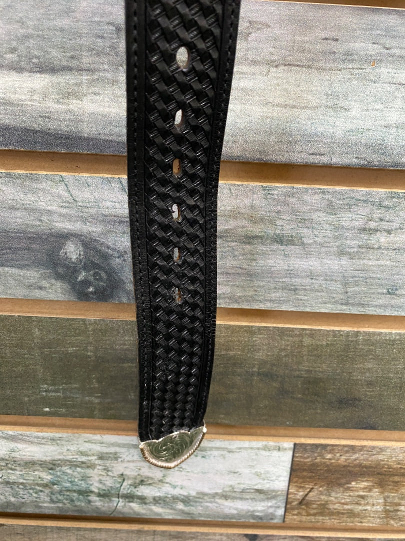USED Youth Western Basket Weave Belt with Gold Conchos Youth 30" Black