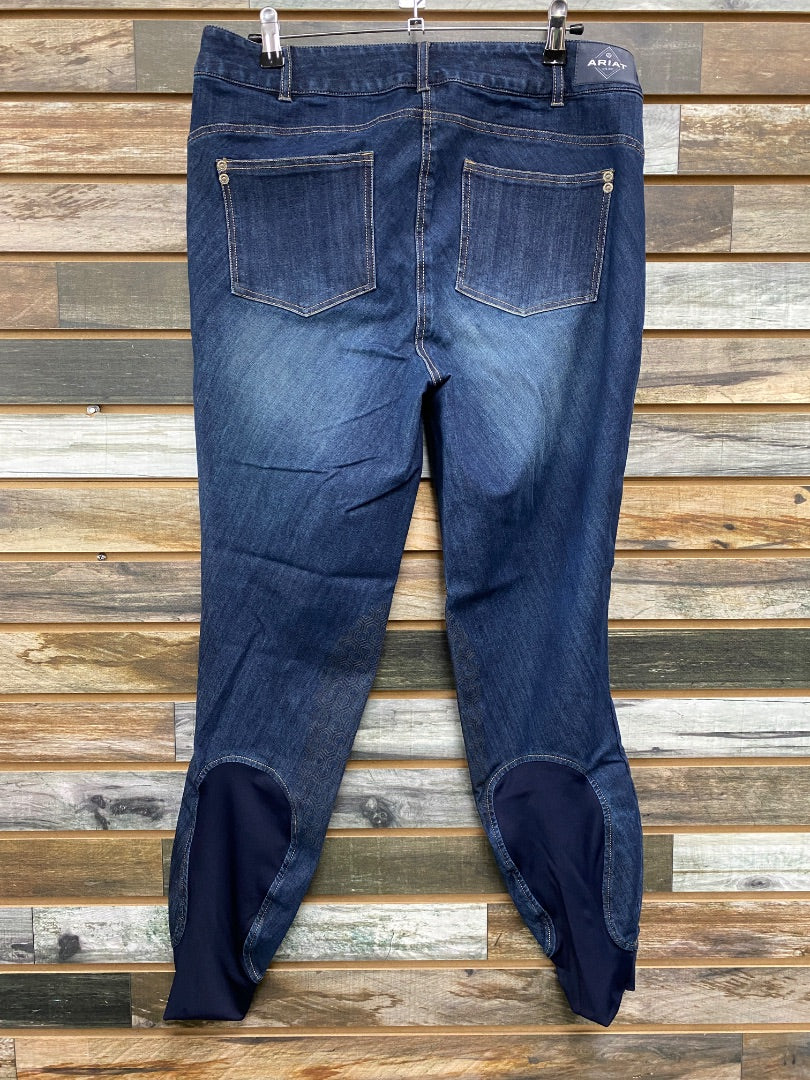 USED Ariat Ladies English Breech Knee Patch 34R Denim