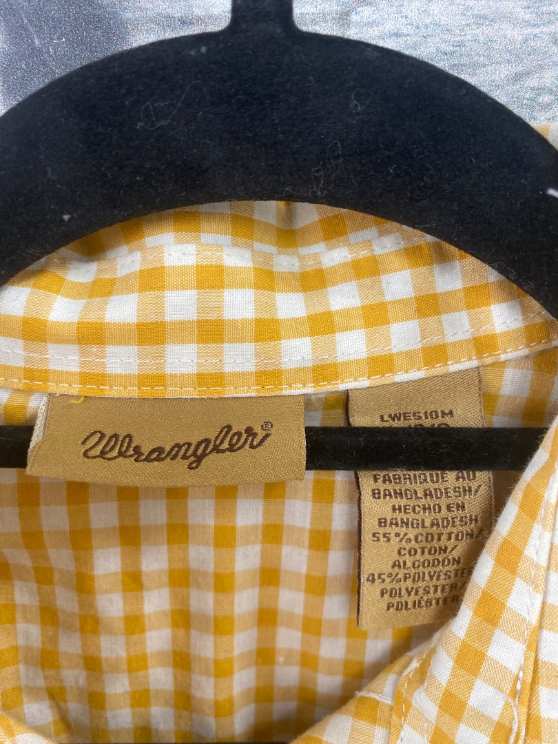 USED Wrangler Wrangler Ladies Western Yellow Check Shirt Large Yellow/White