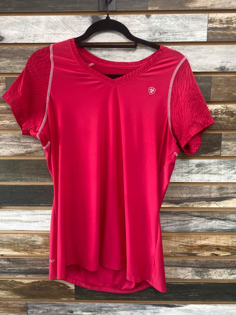 USED Ariat Ladies English Short Sleeve Riding Top Large Pink