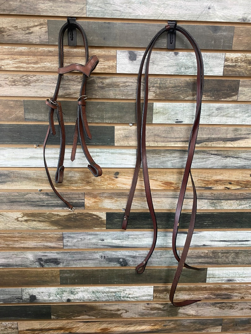 USED Browband Headstall w/ Split Reins Dark Oil