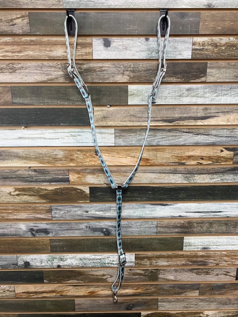 USED Tacktical Nylon Headstall and Breast Collar Horse BLue/Brown Aztec