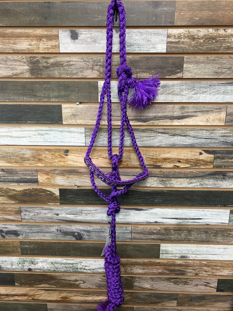 USED Tacktical Purple Rope Halter with Leather Nose Purple