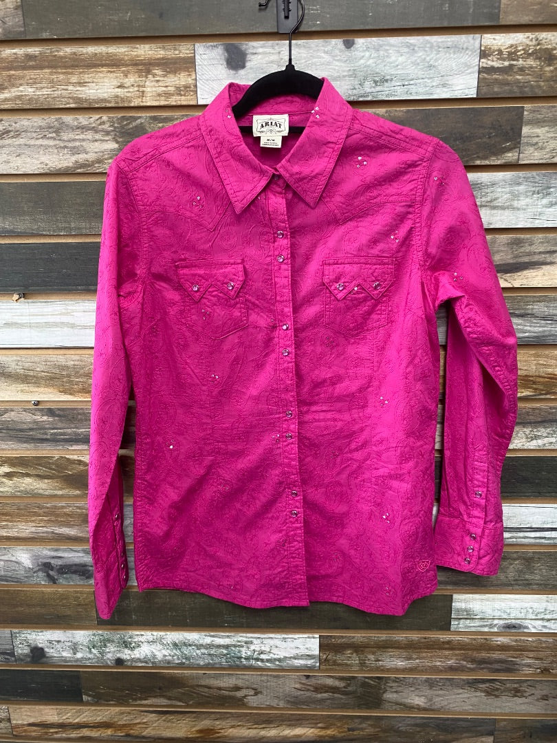 USED Ariat Pearl Snap Medium Pink