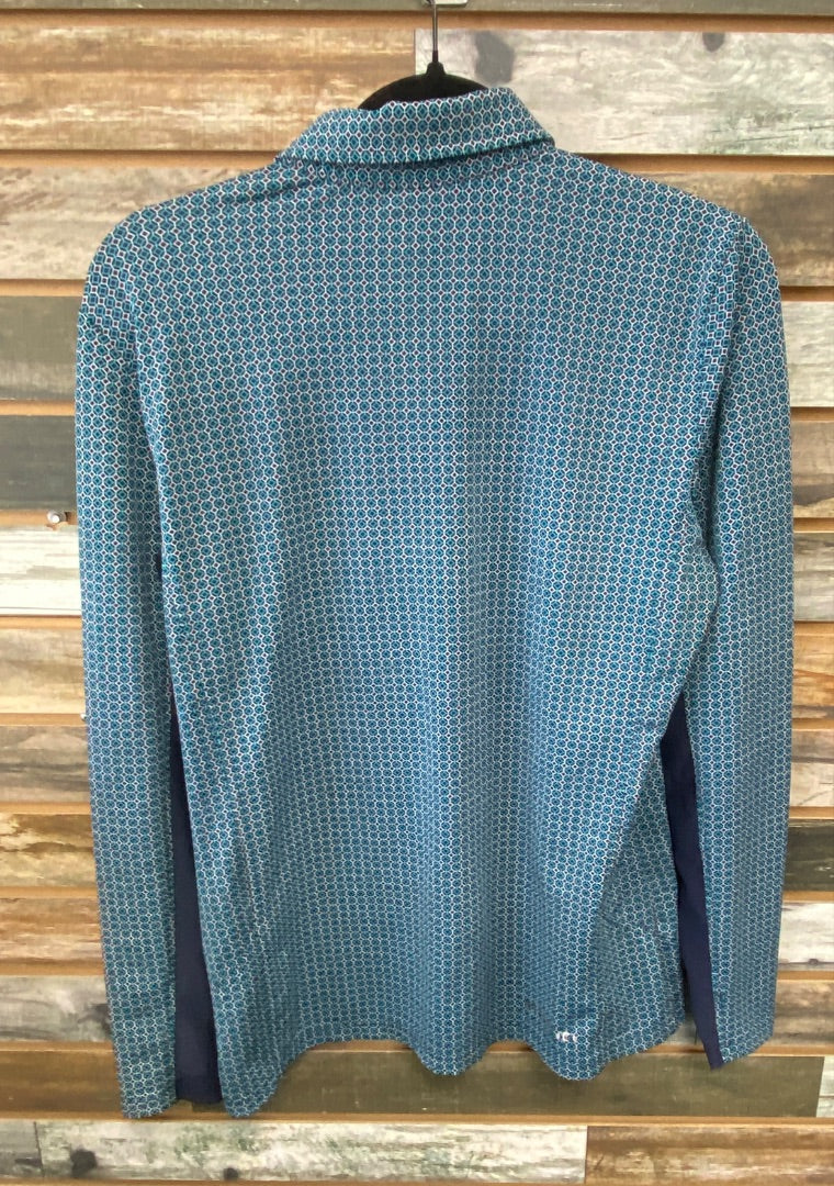 USED Ariat Ladies Long Sleeve Riding Top Large Teal/White