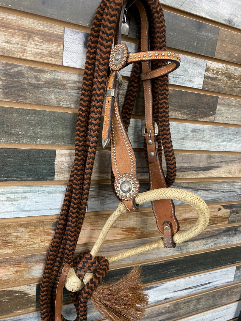USED Western Reins black and orange