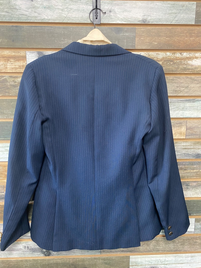 USED Equestrian Collect Ladies English Show Jacket/Sleeveless Show Shirt 12/34 Navy/Light Peach