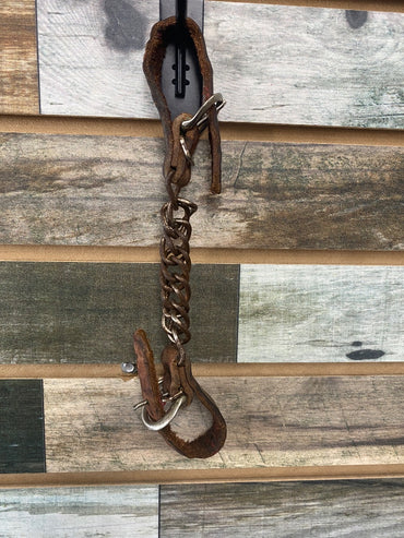 USED  Leather Curb Strap with Chain  Brown