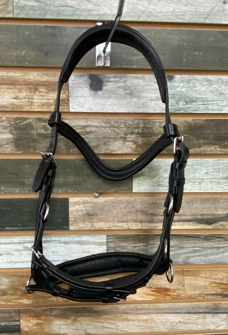 USED Milepost Milestone, "Milo" Anatomical Bitless Bridle Pony Black