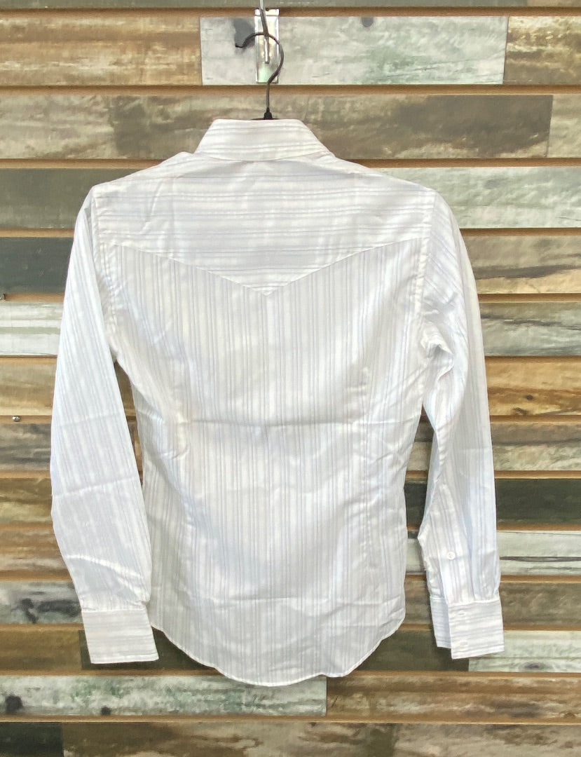 USED Elan Long Sleeve Button Up Shirt White/Blue Stripes 32 White/Blue Stripes