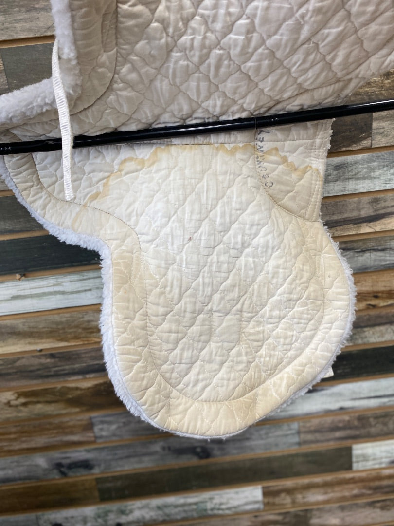 USED Medallion Super Quilt Quilted Fleece Fitted Pad Full White