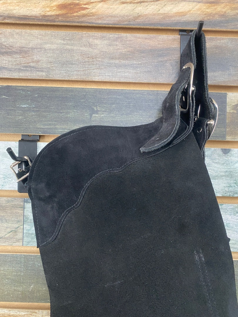 USED Circle Y Leather Suede Chaps Black