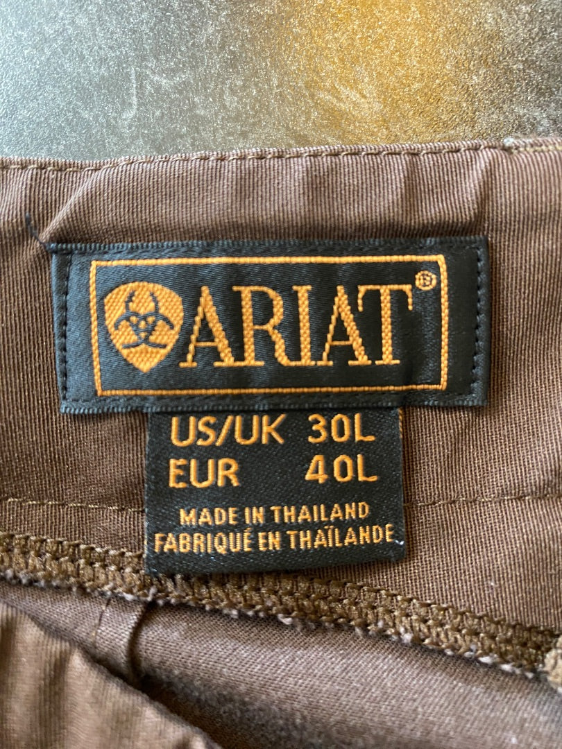 USED Ariat All Circuit Ladies Side zip Kneepatch Breech 30L Brown