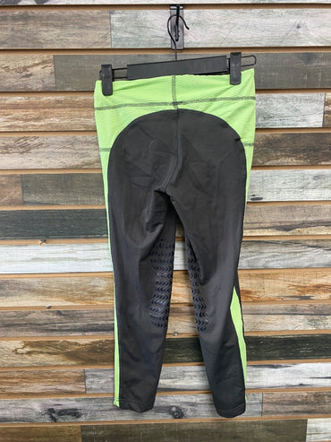 USED Tuffrider Silicone Knee Patch Tights Medium Grey/Green