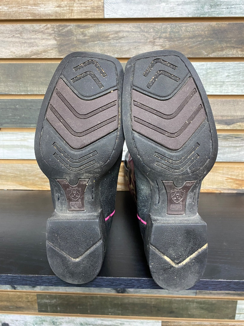 USED Ariat Ladies Western Boots 7.5 Pink/Black