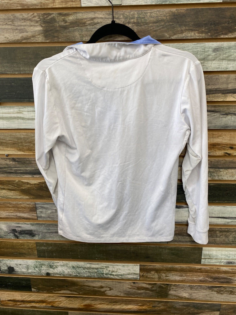 USED Romph Youth Long Sleeve Show Shirt XL White/ Blue Collar