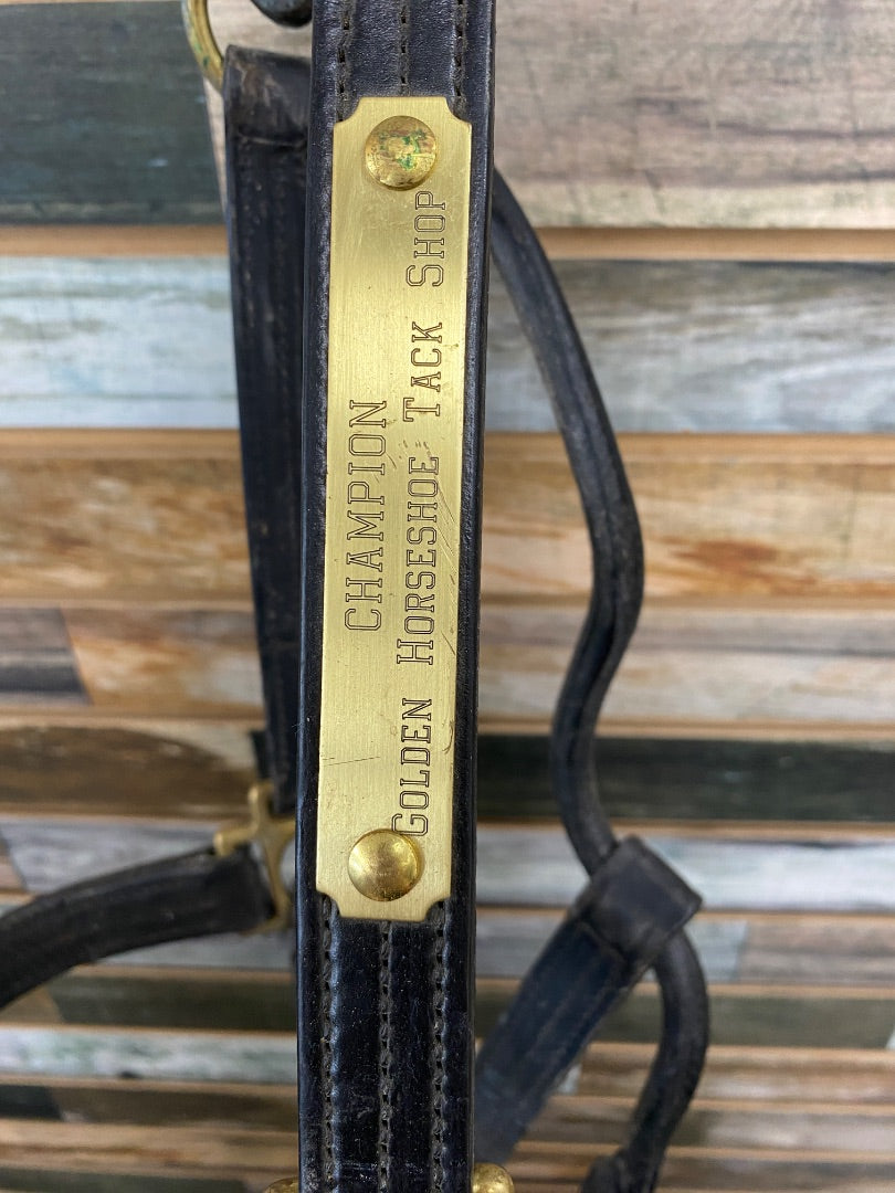 USED Walsh Leather Halter with Nameplate Full Black