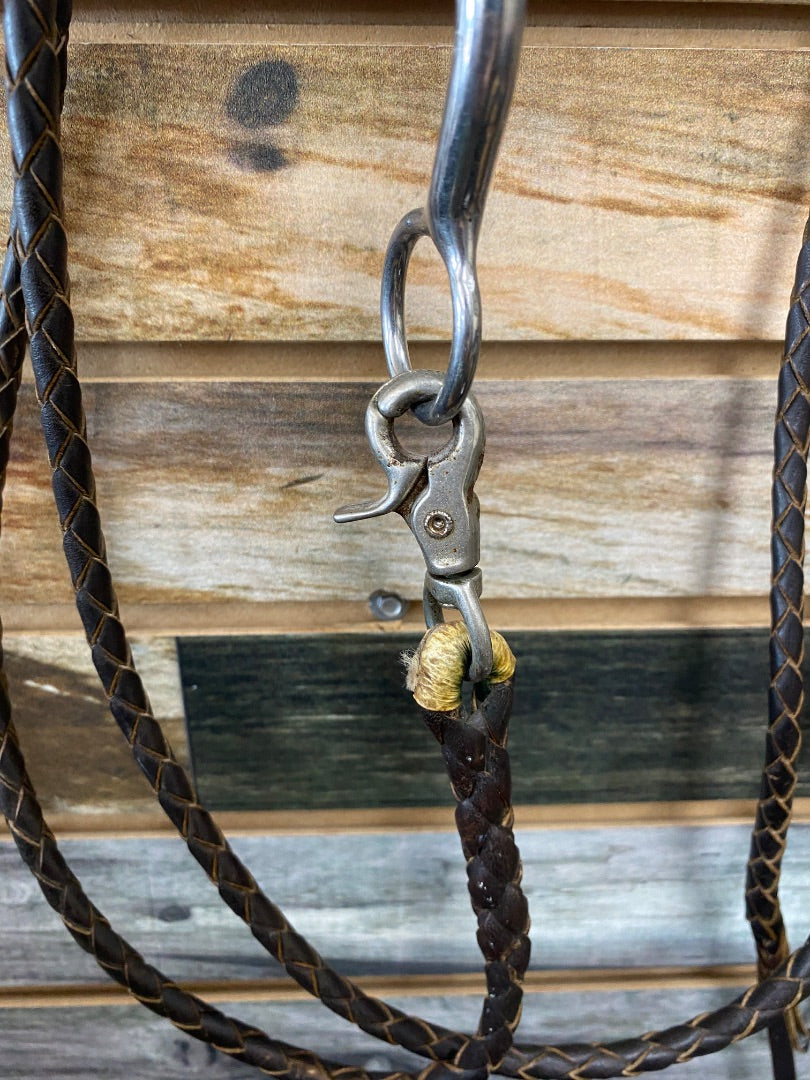 USED Western Browband Headstall with 5" Curb Bit and Trammel Split Reins Horse Dark Oil