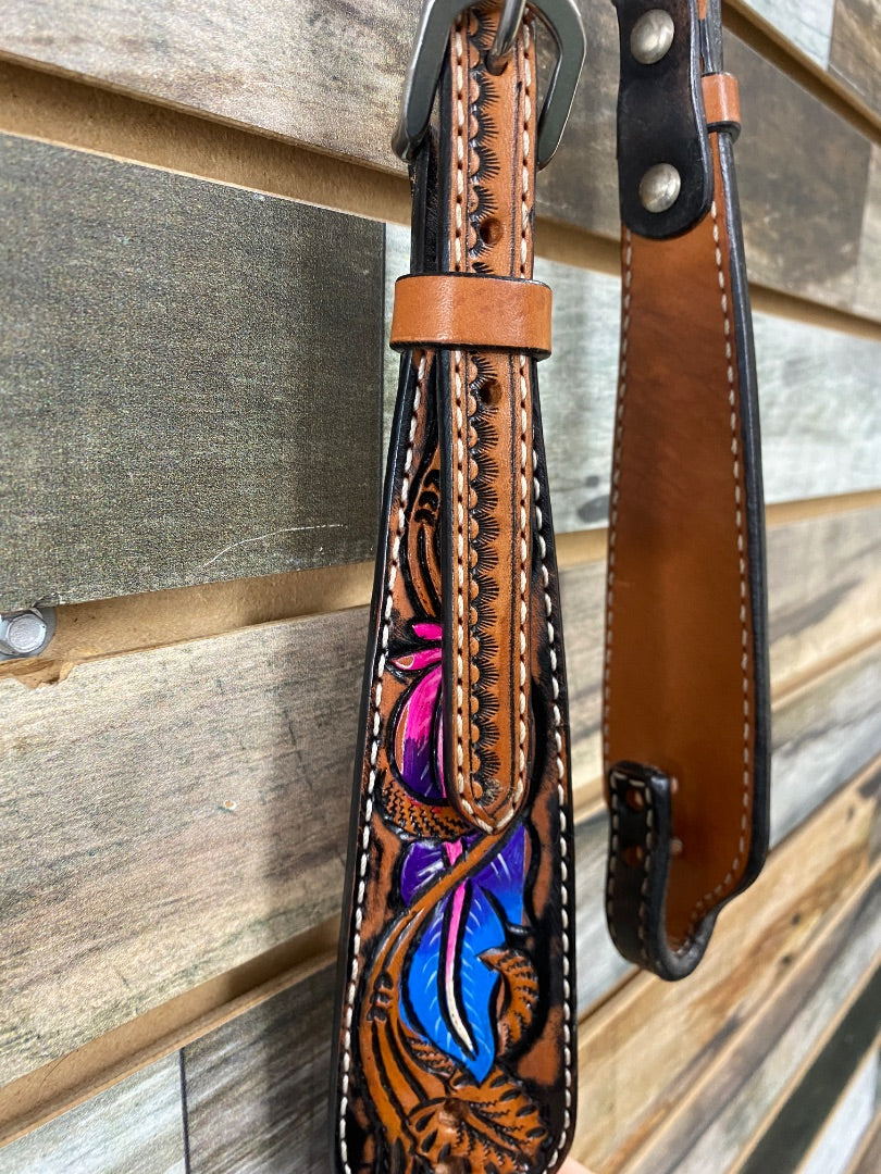 USED One Eared Painted Headstall Horse Medium Oil