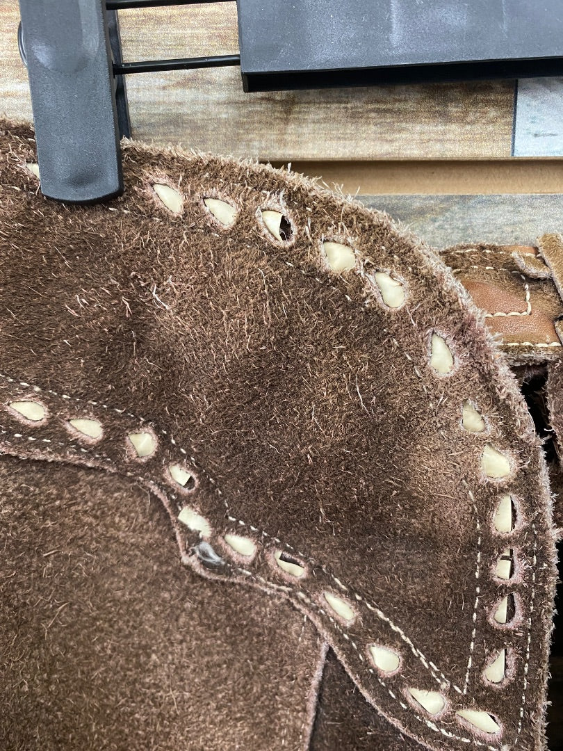 USED Suede Chaps w/ Fringe & Buckstiching Brown