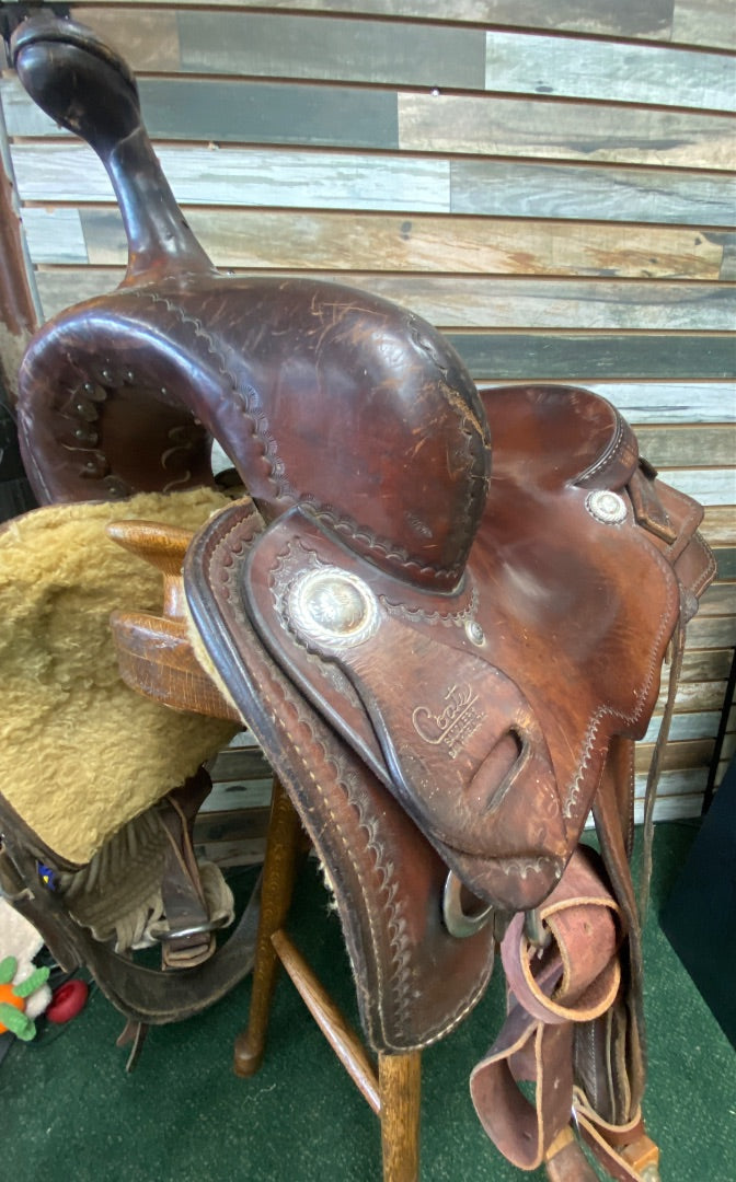 USED Coats Saddlery Cutting Saddle 17.5" Seat 6.5" Gullet Medium Oil