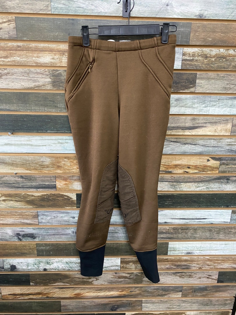 USED Tuffrider Ladies Fleece Lined Knee Patch Tight 28 Brown
