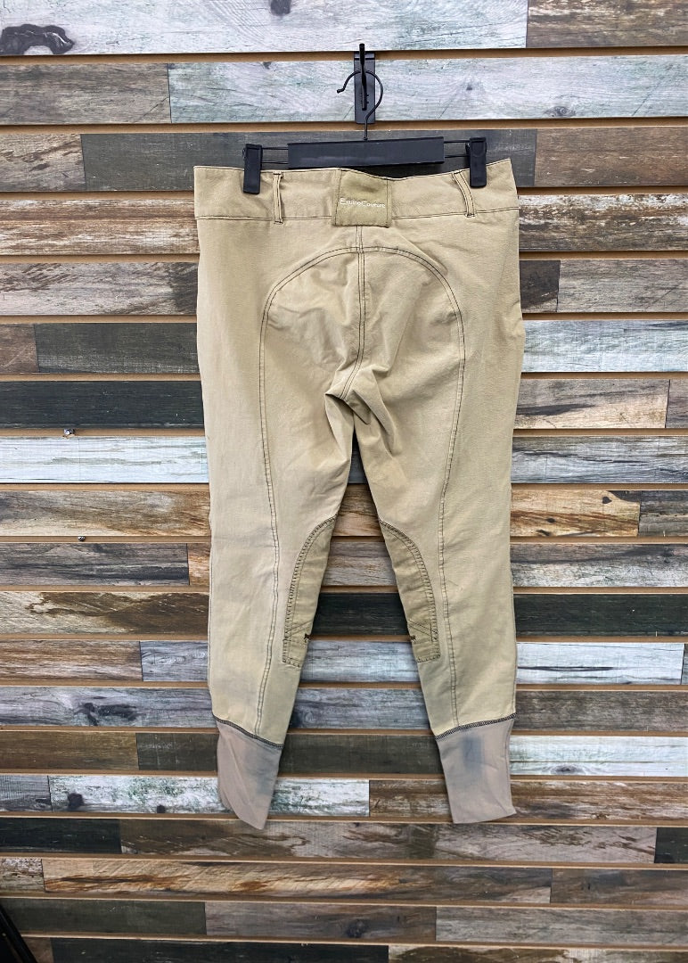 USED Equine Couture Sportiff Natasha Knee Patch Breech 30 Tan